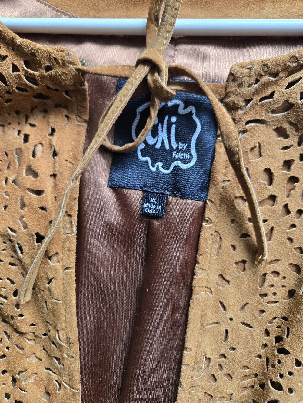 Vintage Leather Suede Jacket Chi By Falchi - Picture 5 of 8